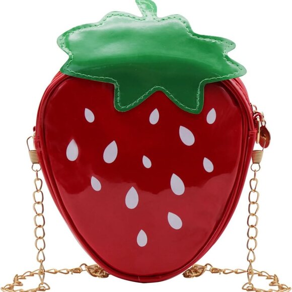 Stylish Strawberry Crossbody Purse with Detachable Gold Strap - Unique Gift Idea - Picture 1 of 6
